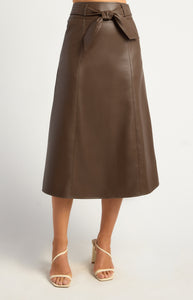 EMPIRE FAUX LEATHER SKIRT - Espresso
