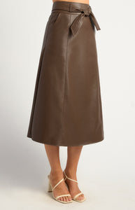 EMPIRE FAUX LEATHER SKIRT - Espresso