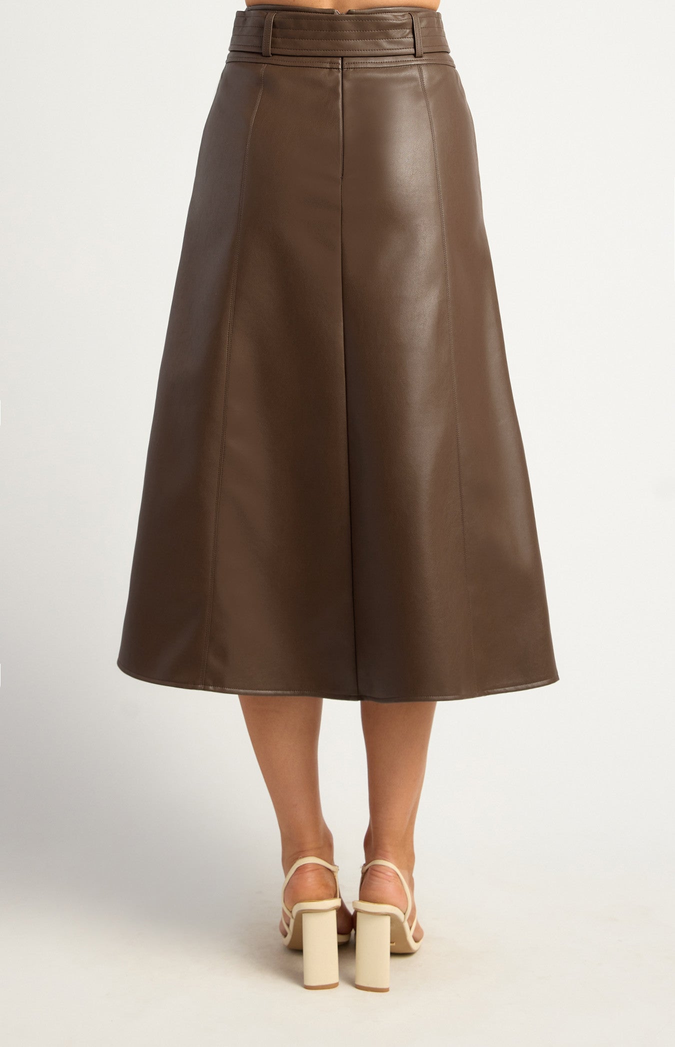 EMPIRE FAUX LEATHER SKIRT - Espresso