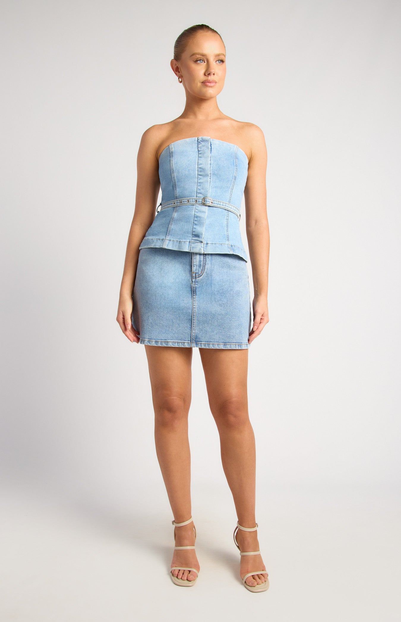 ALIX DENIM STRAPLESS TOP