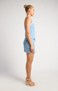 ALIX DENIM STRAPLESS TOP