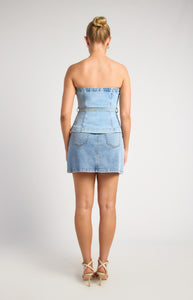 ALIX DENIM STRAPLESS TOP