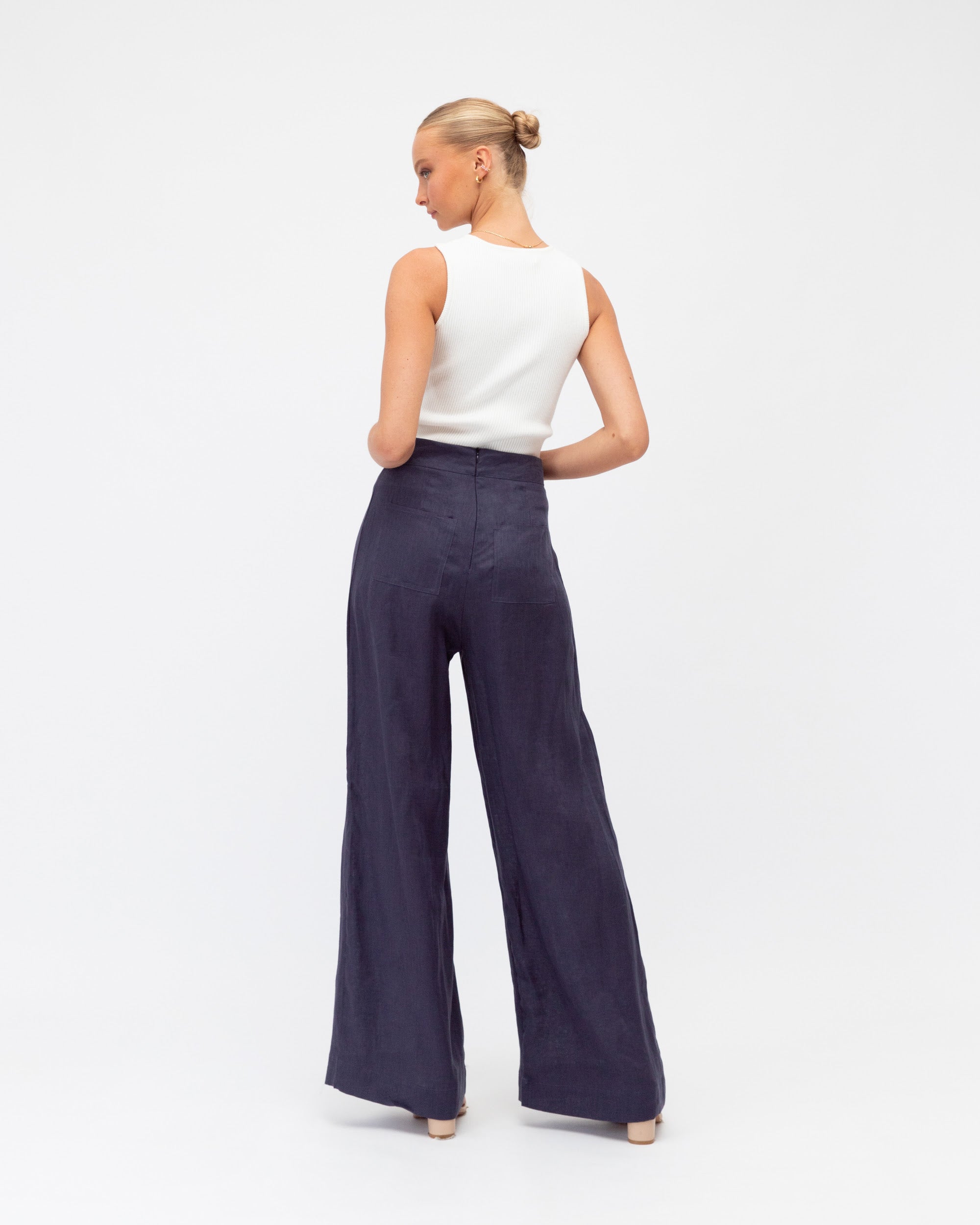 ARCHICO LINEN PANTS - Navy